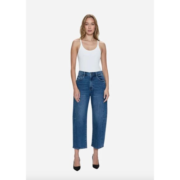 pistola Denim - Pistola Eli High Rise Barrel Jeans 31 Augustus Wash Cropped Arched Leg